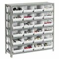 Global Industrial Steel Shelving with 24 4inH Plastic Shelf Bins Ivory, 36x12x39-7 Shelves 603431WH